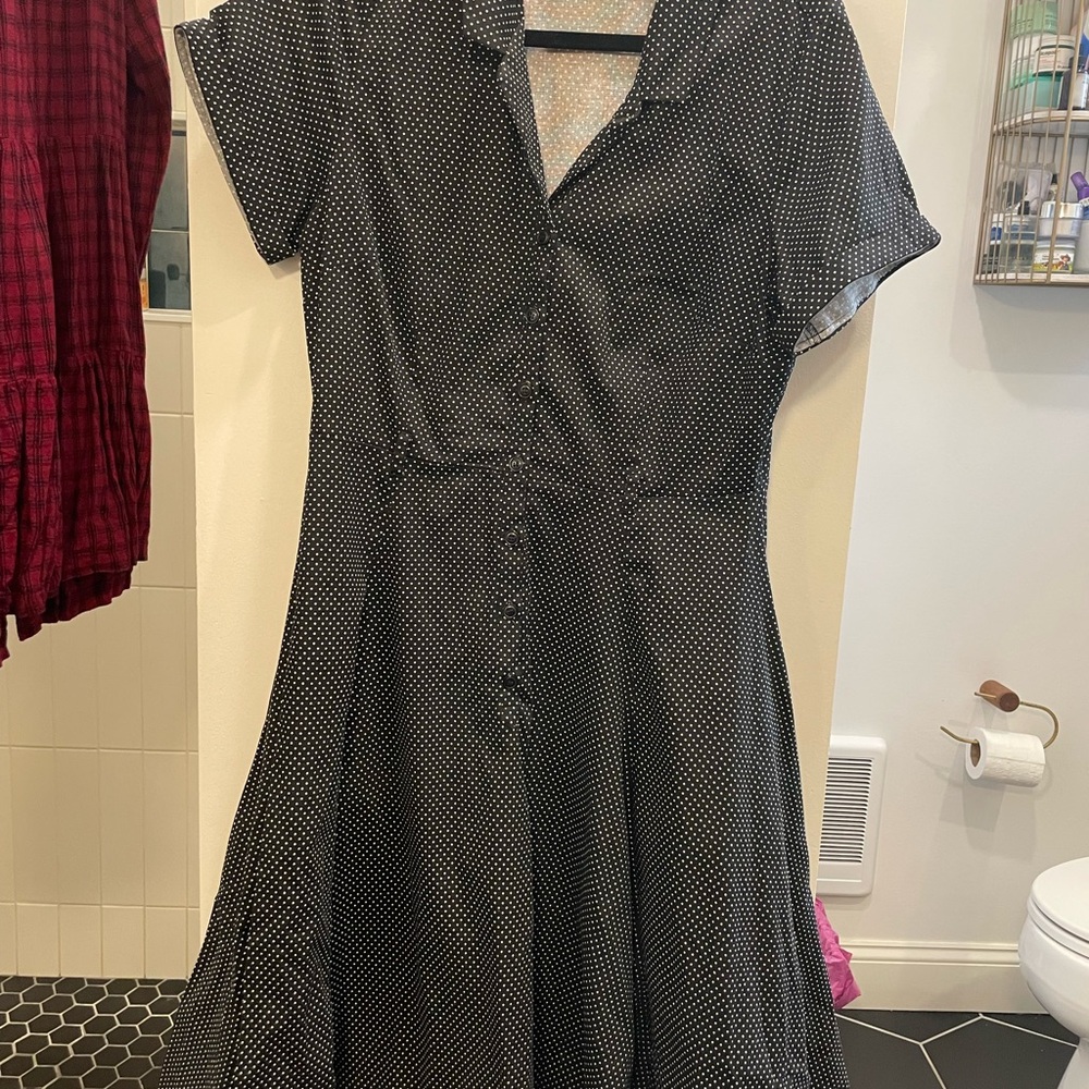 Collectif Black and White Button-Up Midi Dress